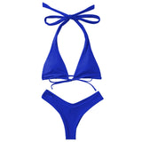 1 x RAW Customer Returns DOULAFASS Women s Bikini Set Sexy Bikini Brazilian Style Low Waist String Triangle 2-piece Bikini Royal Blue S - RRP €35.27