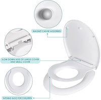 1 x RAW Customer Returns WC seat family, MUJIUSHI 2 in 1 family toilet seat with magnetic child seat, automatic lowering and quick-release function, oval O-shaped family toilet lid for adults and children - RRP €39.99