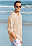 2 x Brand New GAMISOTE Men s Casual Shirt Long Sleeve Cotton Shirt Casual V-Neck Shirt Regular Fit Summer Shirt XL, Beige  - RRP €34.34