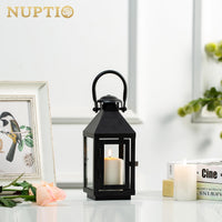 1 x RAW Customer Returns NUPTIO Lantern Black Metal Candle Lantern Lanterns for Outdoors Garden Lanterns for Candles 22cm Large Pillar Candle Holder in Vintage Halloween Christmas Day Candle Holder Cemetery Weatherproof - RRP €22.98