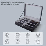 1 x RAW Customer Returns AUTOARK PU leather glasses box for storing 8 glasses and sunglasses presentation showcase, black gray, AW-082 - RRP €25.98