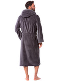 1 x RAW Customer Returns Morgenstern bathrobe for men made of cotton with hood in anthracite light gray men s shower robe long men s shower robe terry cloth size L - RRP €60.46