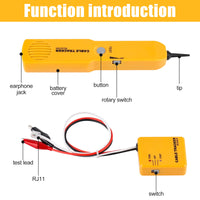 1 x RAW Customer Returns Cable Tracker, Gobesty Cable Finder Cable Tester Line Finder, RJ11 Cable Tracer and Tone Generator, Multifunctional Network Tester Cable Tester for Searching and Tracking, Continuity of the Test Circuit - RRP €20.81