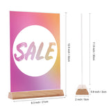 1 x RAW Customer Returns Srvnpioy A4 stand table stand 6 pieces A4 T-stand advertising stand T-stand wooden base menu card holder made of crystal clear acrylic for restaurants menus documents office - RRP €40.25