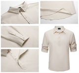 1 x Brand New SwissWell Henley Shirt Men Short Sleeve V Neck Long Sleeve Shirt Shirts Summer Adjustable Sleeve Shirt Longsleeve Men Beige XL - RRP €36.29