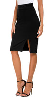 1 x RAW Customer Returns Women s pencil skirt figure-hugging business skirt side slit hem M, black  - RRP €22.98