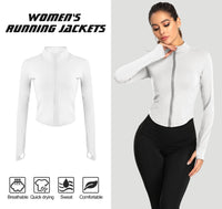 1 x Brand New Activewear for women, sports running shirt, stand-up collar, outdoor jacket with thumb hole, athletic warm workout jacket, sports shirt, zip, seamless sweat jacket - RRP €28.99