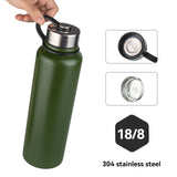 1 x RAW Customer Returns 1.5L Metal Water Bottle Stainless Steel Vacuum Bottle, Non-Leaking, Sports Water Bottle, Drinking Bottle for Running, Gym, Cycling, Green - RRP €25.56