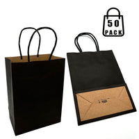 1 x RAW Customer Returns Pack of 50 black paper bags with handles, black paper bags with handle, ideal as gift bags or paper bags, thickened paper in sizes 21x8x15cm - RRP €25.99