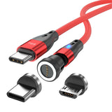 2 x RAW Customer Returns Magnetic charging cable USB C to USB Type C Micro USB magnetic cable PD 60W fast charging 1M 2M 540 rotation 2-in-1 magnet USB cable for Android Micro USB Type C smartphone tablet laptop 1m red  - RRP €16.04