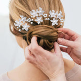 1 x Brand New 6Pcs Wedding Hair Fork, U-shaped Hair Fork, Pearl Flower Hair Rhinestone Pearl U-shaped Hairpin Wedding Hair Fork Girls Bridal Hair Clips for Wedding and Ball Pattern A  - RRP €18.0