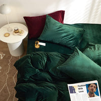 1 x RAW Customer Returns Omela Warm Fleece Winter Bed Linen 200x220 Dark Green Cashmere Touch Plush Duvet Cover with Pillowcase 80x80 cm 3 Pieces Fluffy Coral Fleece Microfiber Winter Bedding Set Zipper - RRP €47.28