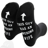 2 x Brand New RSHVSMS Novelty Men Women Funny SocksFun cotton socks, printed with This guy has an amazing wife, women s innovative cotton socks, give women birthdays, Valentine s Day, creative gifts - RRP €55.2