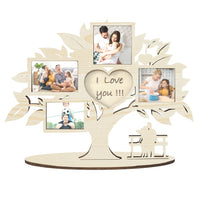 1 x RAW Customer Returns Pekiedo Wooden Tree of Life Frame, Multiple Photo Frame Love You, Gift Idea for Girlfriend Mum Dad Valentine s Day White Tree of Life  - RRP €26.14