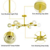 1 x RAW Customer Returns ZTWLEED Industrial ceiling lamp, 6 E27 ceiling lamp, golden ceiling lamp, vintage chandelier, retro ceiling light for bedroom, living room, kitchen, diameter 82 cm bulb not included  - RRP €36.99