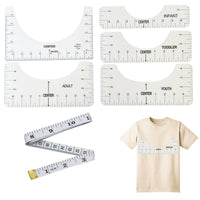 1 x Brand New T-shirt ruler, template ruler, T-shirt alignment ruler, T-shirt centering tool, T-shirt alignment ruler, T-shirt ruler guide, DIY alignment rulers, with 1 tape measure, 6 pieces - RRP €24.0