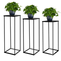 1 x RAW Customer Returns Fullvaseer Plant Stand Metal for Indoor Plants, Black Tall Flower Stand for Party Living Room Decor, Set of 3 Square Table Side Stands 23.4 27.3 31 Inch - RRP €59.15