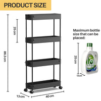 1 x RAW Customer Returns SPACEKEEPER kitchen trolley with 4 levels, narrow trolley niche shelf on wheels, space-saving bathroom shelf and kitchen shelf for kitchen office bathroom, 40x13x86cm, black - RRP €23.59