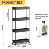 1 x RAW Customer Returns SPACEKEEPER kitchen trolley with 4 levels, narrow trolley niche shelf on wheels, space-saving bathroom shelf and kitchen shelf for kitchen office bathroom, 40x13x86cm, black - RRP €23.59