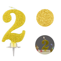 1 x Brand New Birthday Cake Candles Gold Number 2 Birthday Candle Details Cake Topper 9cm - RRP €20.4