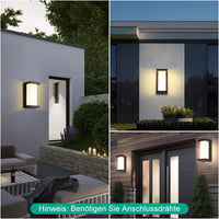 1 x RAW Customer Returns LED wall light with motion detector, modern outdoor wall light with radar sensors made of aluminum, 18W wall lamp, 1200 lumens, warm white 3000K, square outdoor lamp for hallway terrace yard front door 260x125x125MM - RRP €36.99