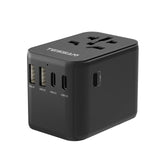 1 x RAW Customer Returns TESSAN Travel Adapter Worldwide, Universal Travel Adapter with 2 USB and 3 USB C, Black International Socket Adapter, Travel Plug Adapter Worldwide for Germany USA England Thailand Italy - RRP €28.99