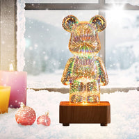 1 x RAW Customer Returns Asslye 3D Fireworks Bear Night Light 8 Colors Changing LED Bear Lamp Luminous Table Decoration Gift for Girls Children - RRP €40.27