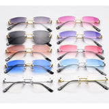 1 x RAW Customer Returns kachawoo Rimless Square Sunglasses Gradual Color Retro Vintage Style - RRP €16.64