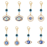 1 x Brand New UNICRAFTALE 8pcs 4 Styles Evil Eye with Rhinestone Pendant Decoration Alloy Enamel Eye Flower Flat Round Pendants Colorful Resin Beads for Keychain Interior Walls - RRP €22.8