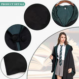 1 x RAW Customer Returns Yuragim Magician Robe, 5-piece Wizard Robe for Adults, Green Magician Cloak Outfit Set with Magic Wand Tie Glasses Scarf, Cosplay Costume for Adult Wizard Costume for Fancy Dress Party - RRP €24.19