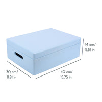 1 x RAW Customer Returns Creative Deco XL Blue Large Wooden Box 40 x 30 x 14 cm Lid and Handles Storage Box Container Toys Document Box Tools Perfect for Decoupage and Decorating - RRP €34.22