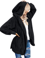 1 x RAW Customer Returns Zeagoo Women s Coat Plush Jacket Cardigan Hoodie Jacket Cardigan Oversize Winter Jacket Long Sleeve Winter Coat Hooded Jacket with Pockets Black XL - RRP €30.24