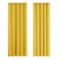 1 x RAW Customer Returns Deconovo blackout curtain, cold protection curtains, bedroom, cold protection curtain, opaque, 229 x 168 cm height x width , mustard yellow, set of 2 - RRP €42.13