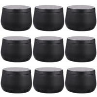 1 x Brand New VORCOOL 9Pcs Round Metal Candle Tin Boxes Containers Candle Tea Tin Can Travel Empty Storage Jar Jewelry Box for Candle Making Black - RRP €21.89