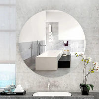 1 x RAW Customer Returns TSKDKIT 40cm Round Wall Mirror with Self-Adhesive HD Glass Circle, Large 40cm Wall Mirror, Frameless Mirror, Wall Decor for Bathroom, Bedroom, Living Room - RRP €25.56