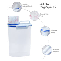 1 x RAW Customer Returns Zuiaso 2 Pack Rice Storage Containers for Dry Food, Airtight Plastic Dispenser with Pour Spout, Measuring Cup, Food Dispenser for Cereal, Beans, Flour, Sugar - RRP €18.99