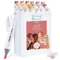 1 x RAW Customer Returns Ohuhu Alcohol Marker Pens Set, 24 Colors Slim Broad and Fine Art Marker Set with Dual Tip for Artists Adults to Color Professional Illustration Fashion Design, Kaala Series - RRP €21.99