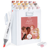 1 x RAW Customer Returns Ohuhu Alcohol Marker Pens Set, 24 Colors Slim Broad and Fine Art Marker Set with Dual Tip for Artists Adults to Color Professional Illustration Fashion Design, Kaala Series - RRP €21.99