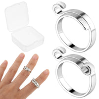 1 x Brand New Dimeho 2pcs Adjustable Knitting Loop Metal Hook Ring Silver Set Woven Rings Accessories Holder Finger Open Guide Yarn with Box DIY Craft Hand Line - RRP €19.2