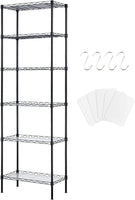 1 x RAW Customer Returns Solerconm Metal Storage Rack 6 Tiers Furniture Storage Cabinet Kitchen Shelf Bathroom for Kitchen Living Room Balcony Closet Pantry Garage Black, 42 x 30 x 160 cm  - RRP €86.36