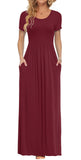 1 x RAW Customer Returns PLOKNRD Women s Summer Dresses Long Maxi Dress Elegant Casual Dress with Pockets L Wine Red - RRP €30.24