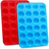 11 x Brand New JSUOEO 2 Pack Silicone Muffin Tin, Cupcake Pan 24 Cups Mini Baking Tray for Muffins Non-Stick Muffin Baking Pan Non-Stick Coated Muffin Tray, Red Blue - RRP €119.68