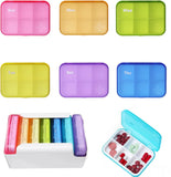 1 x RAW Customer Returns Travel Pill Container for Vitamins, Color 7 Piece Set Pill Organizer 6 Times a Day, Daily Travel Medicine Organizer Portable 7 Day Pill Box with 6 Compartments and Moisture Resistant Pill Case - RRP €28.89