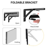 1 x RAW Customer Returns YUMORE Folding Bracket Heavy Duty 300mm Shelf Support Foldable Black - 2 Pieces Metal Folding Brackets Wall Table Holder Folding Shelf Brackets for DIY Folding Table Benches Shelves Space Saving, Max Load 330lbs - RRP €25.2