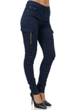 1 x RAW Customer Returns Elara Women s Cargo Jeans Slim Fit Side Pockets Chunkyrayan JEL001 Navy-42 XL  - RRP €31.1