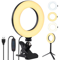 1 x Brand New PROZOR LED Ring Light with Tripod and Clip with Dimmable Curved Screen 3 Modes, 10 Brightness for Taking Photos, Beauty Makeup and Videos - RRP €27.6