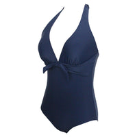 1 x RAW Customer Returns VILOREE Rockbilliy 50s Women s One Piece Swimsuit Swimwear Monokini Halterneck Tummy Control Navy M - RRP €28.01