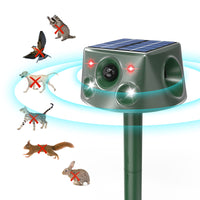 1 x RAW Customer Returns Cat Repeller for Outdoor Use, 360 Solar Powered Animal Control Devices Bird Repeller with Motion Sensor and Flashing Light, 6 Modes Waterproof Animal Repellent for Squirrels Raccoons Martens Rabbits - RRP €49.99