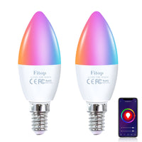 1 x RAW Customer Returns Fitop Alexa Smart Light Bulbs, E14 WiFi LED Lamps Dimmable Light Bulb 4.9W 470Lm 2700-6500K RGB 16 Million Colors, App Control Compatible with Alexa Google Home, Voice Control 2 Pack - RRP €17.14