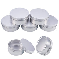 1 x RAW Customer Returns BENECREAT 5 pieces 250 ml aluminum tin jars, round aluminum tin cans, cosmetic containers with screw lids for DIY craft salve candle travel storage-platinum - RRP €18.53